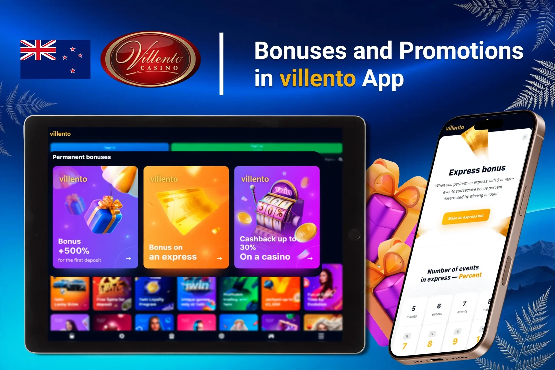 Registration process on the Villento Casino mobile app with social login options