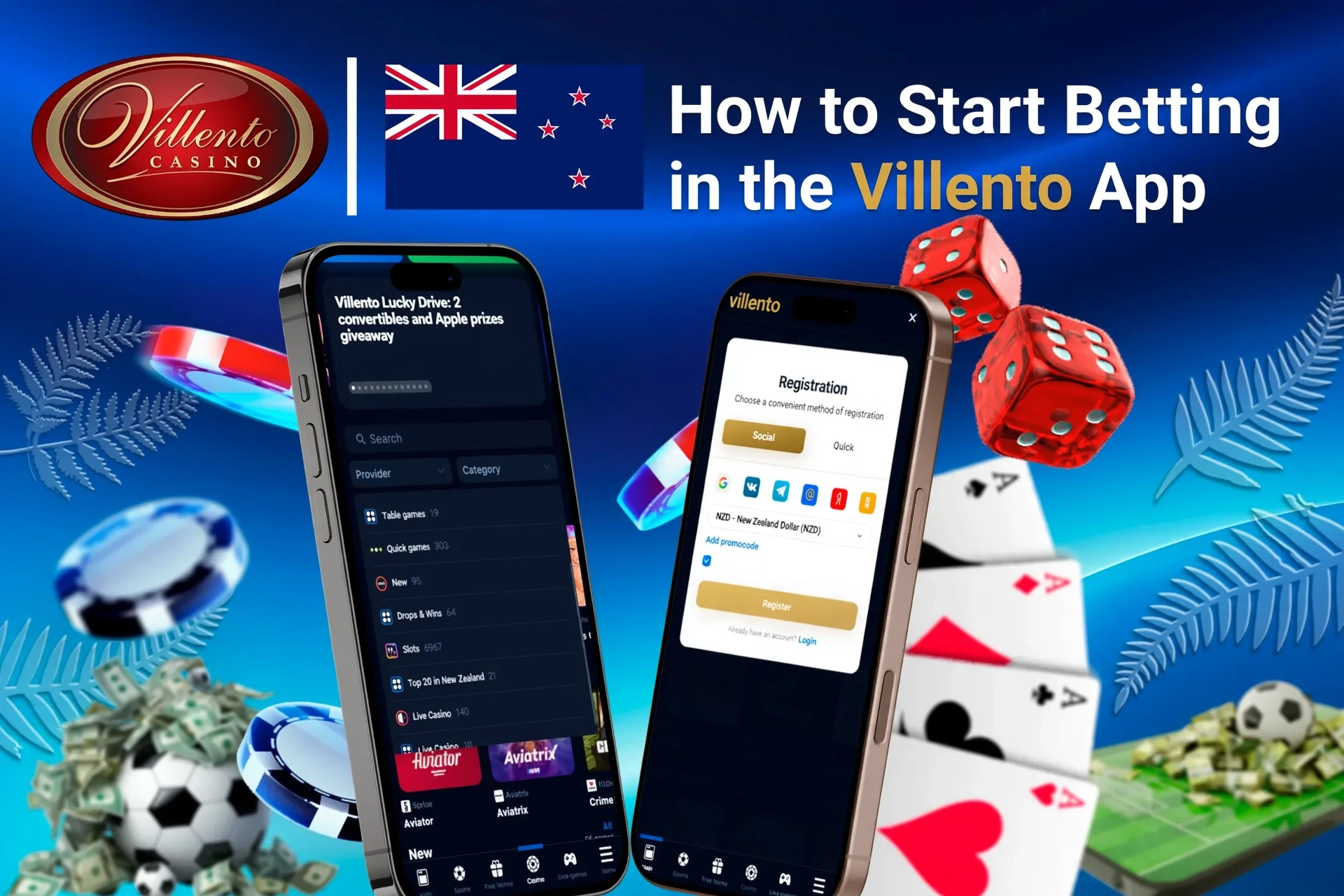Step-by-step guide to starting betting on the app, with registration and game selection shown on mobile screens