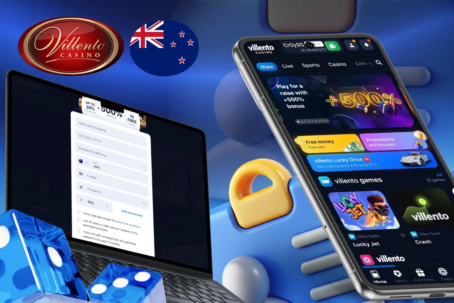Description of registering with Villento Casino and receiving a welcome bonus