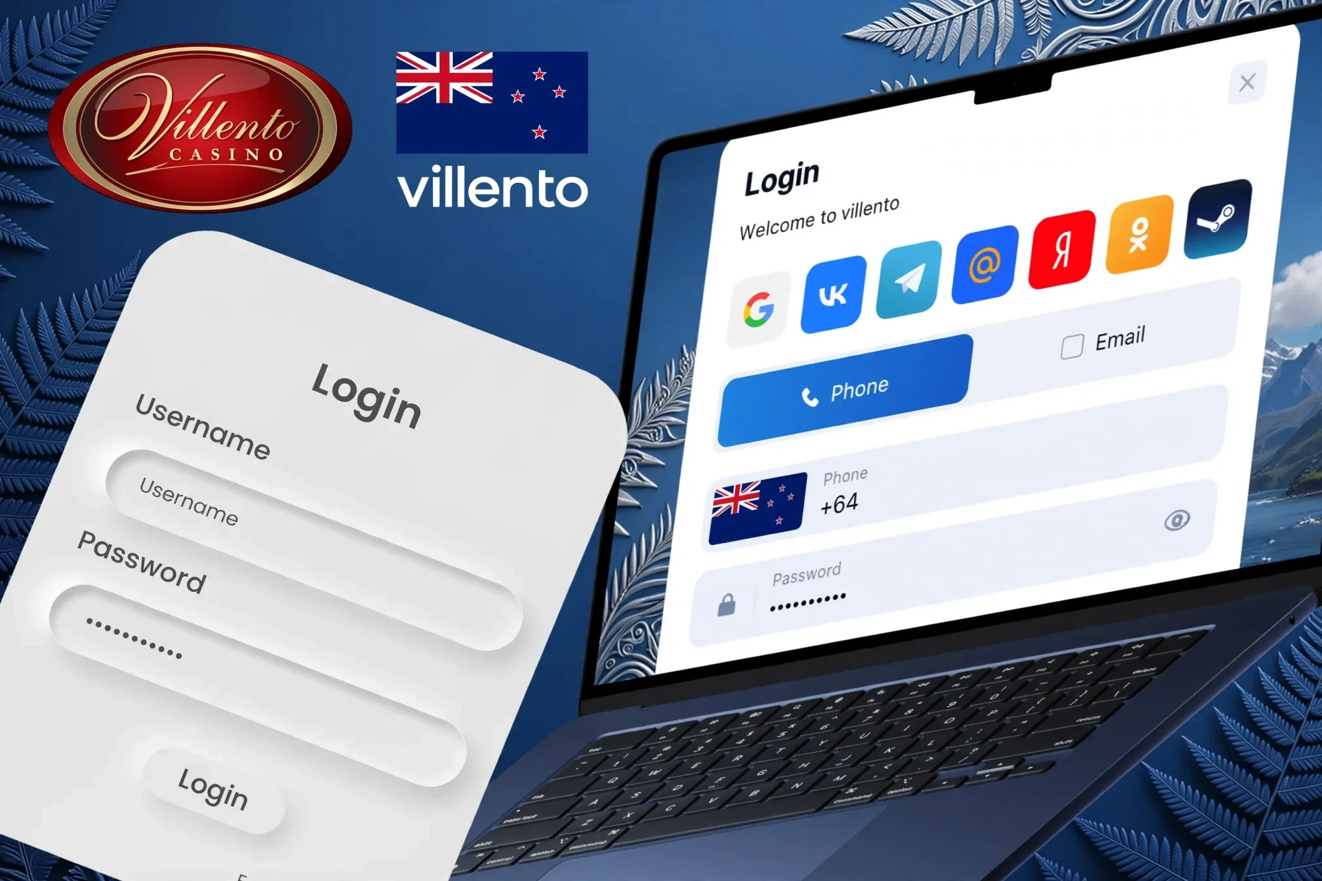 Description of actions to log in to your account via the website or mobile site