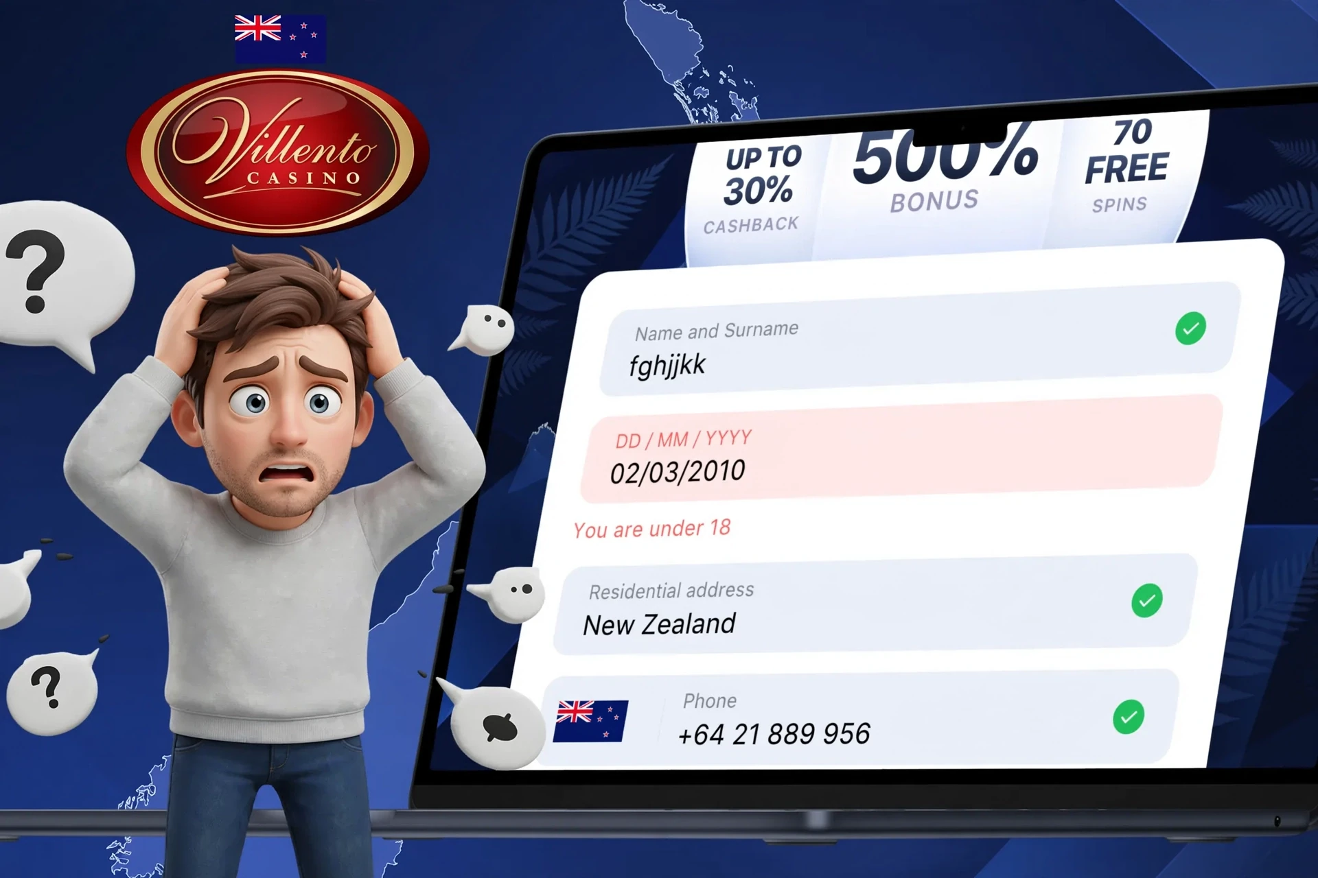 Description of possible difficulties when registering on 1Win